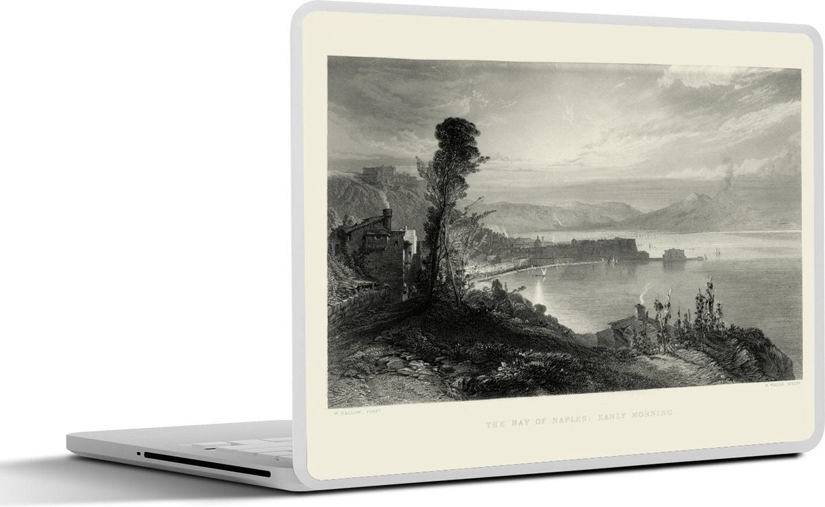 Laptop sticker - 10.1 inch - Illustratie van een ochtendbeeld van het Italiaanse Napoli
