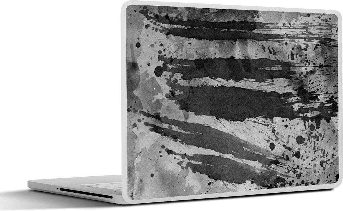 Laptop sticker - 10.1 inch - Abstract werk gemaakt met waterverf en grijstinten