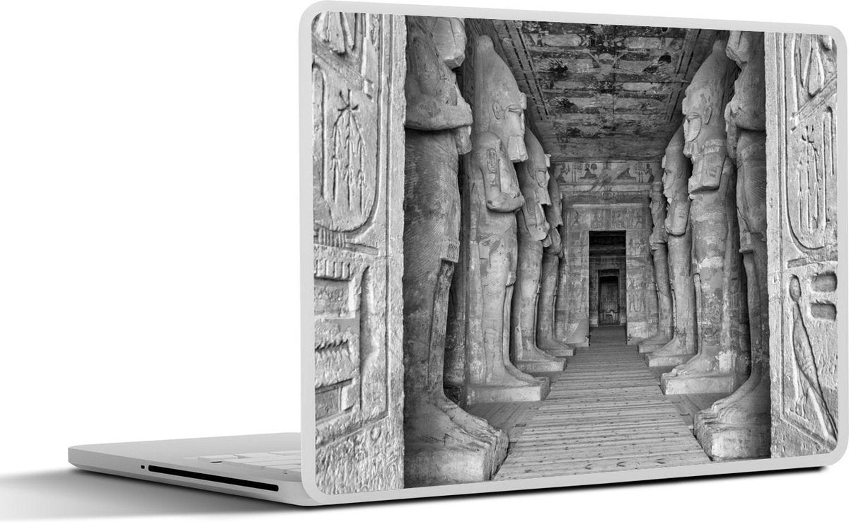 Laptop sticker - 10.1 inch - Interieur van de Tempel van Ramses II bij Abu Simbel in Egypte in zwart-wit
