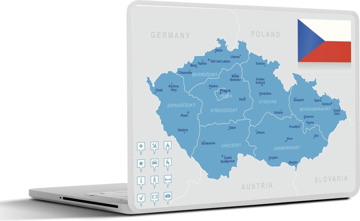 Laptop sticker - 10.1 inch - Illustratie van Tsjechië op een grijze achtergrond