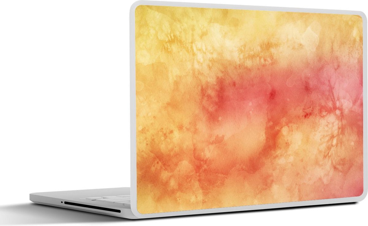Laptop sticker - 10.1 inch - Abstract werk gemaakt van waterverf met rode en oranje vlekken