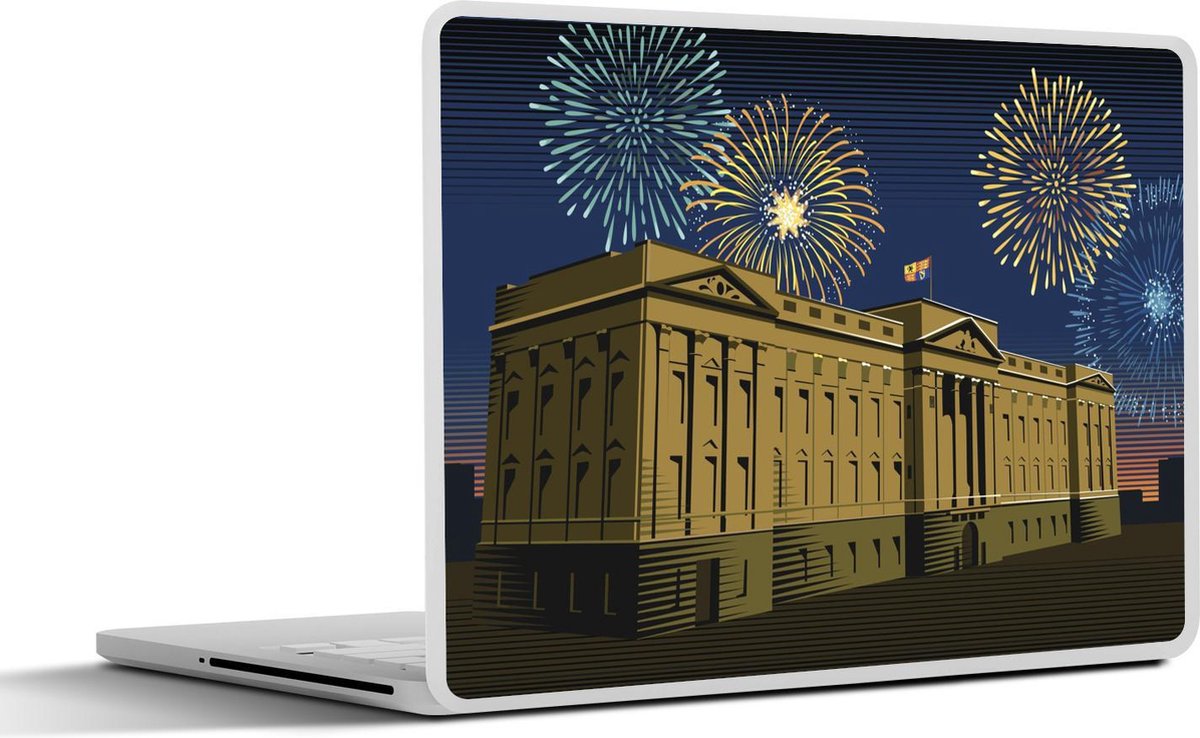 Laptop sticker - 10.1 inch - Illustratie van vuurwerk boven het Buckingham Palace
