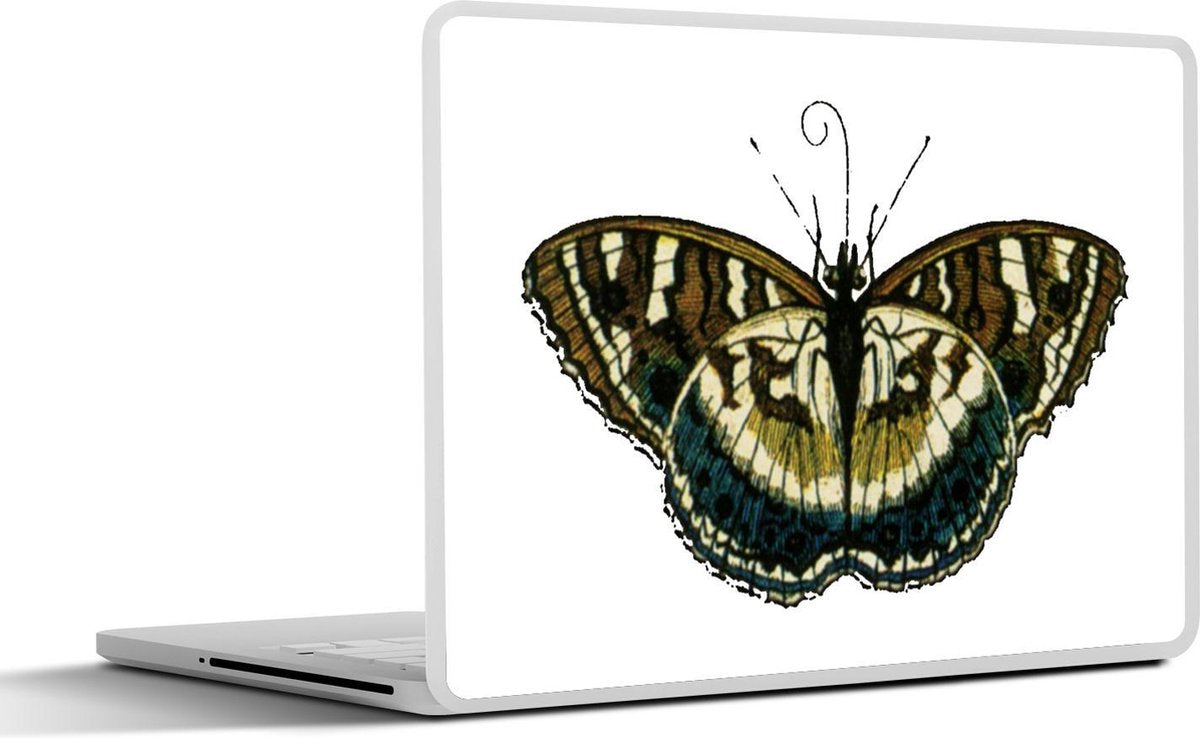 Laptop sticker - 10.1 inch - Illustratie van een bruine vlinder met tijgerstrepen