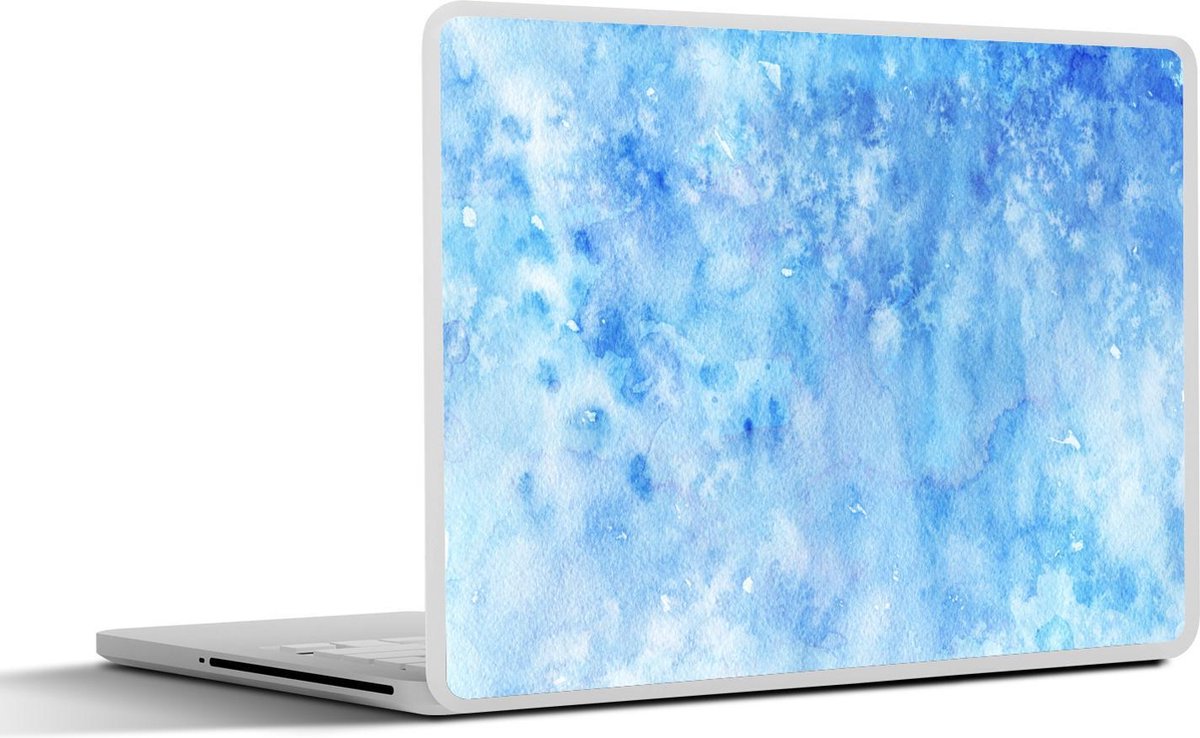 Laptop sticker - 10.1 inch - Abstract kunstwerk gemaakt met waterverf en ijsblauwe kleuren