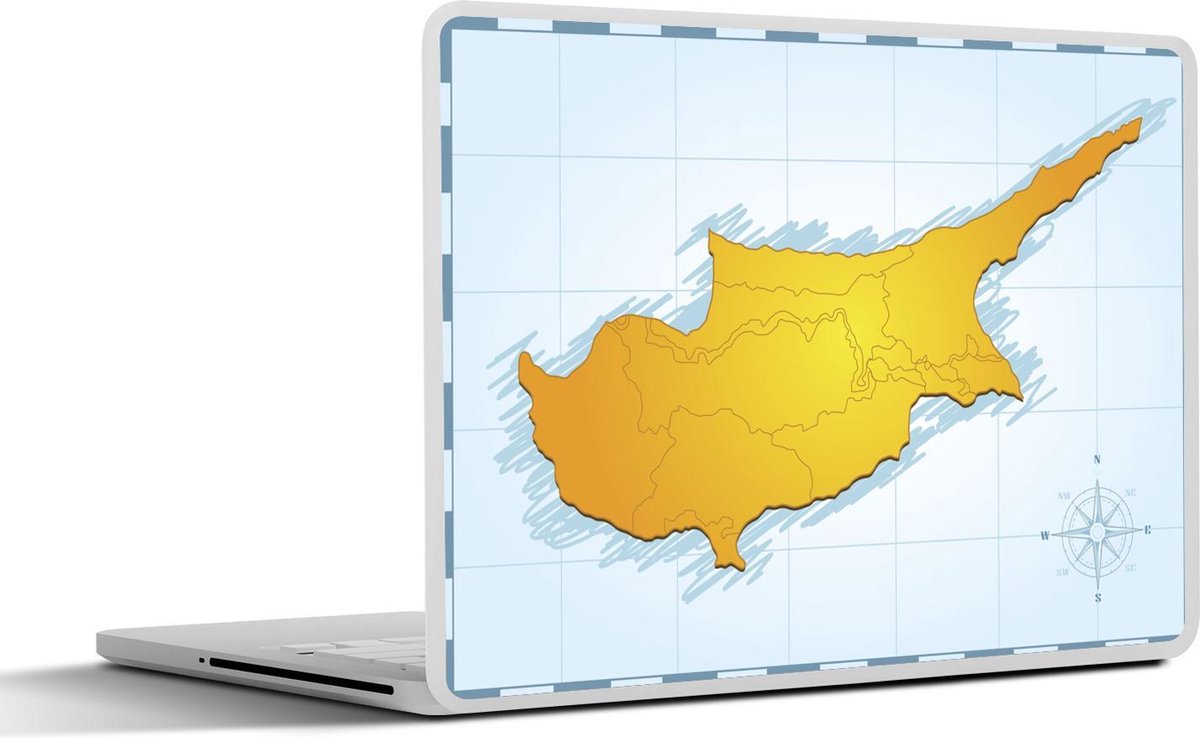 Laptop sticker - 10.1 inch - Illustratie van een retro kaart van Cyprus