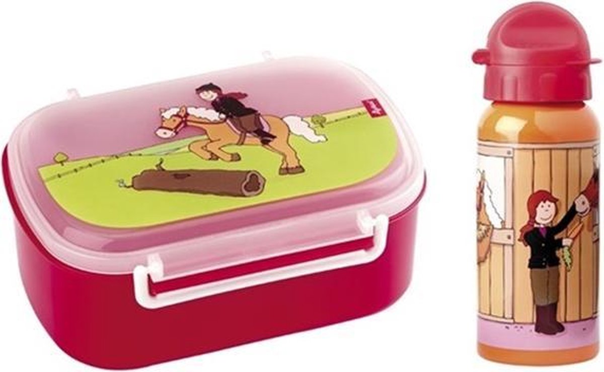 Lunchset voor kinderen - Broodtrommel en Drinkfles - paarden - Sigikid