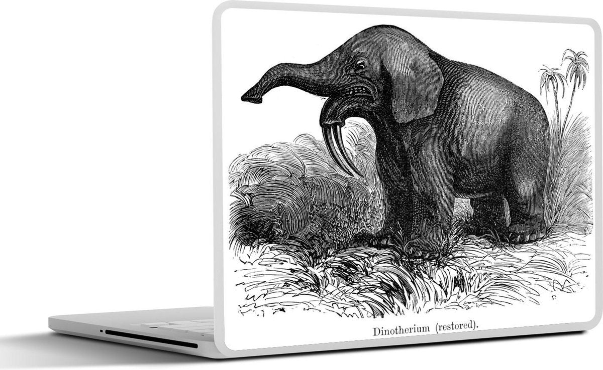 Laptop sticker - 10.1 inch - Illustratie van een Deinotherium in het gras