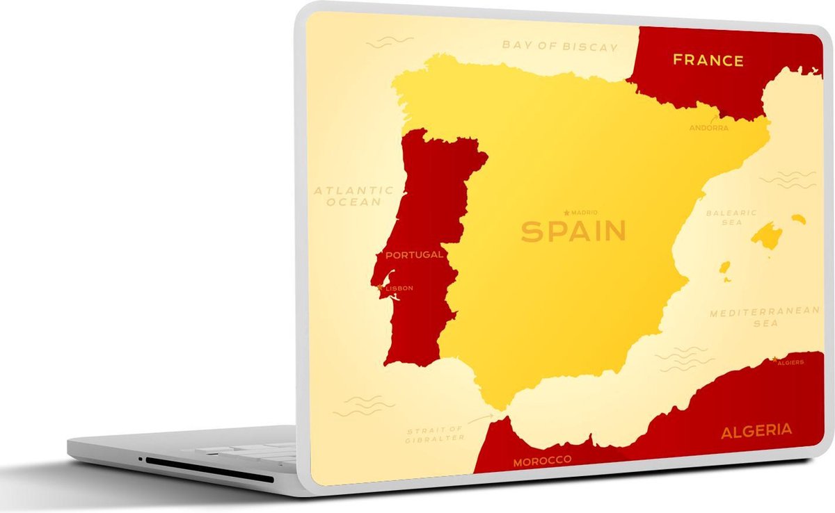 Laptop sticker - 10.1 inch - Illustratie van een gele kaart van Spanje