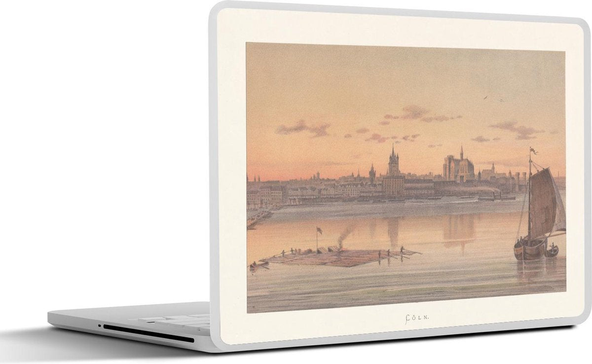Laptop sticker - 10.1 inch - Illustratie van Keulen voor zonsopkomst