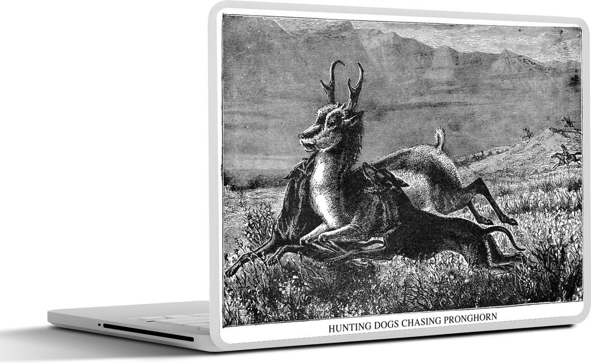 Laptop sticker - 10.1 inch - Illustratie van een rennende gaffelbok