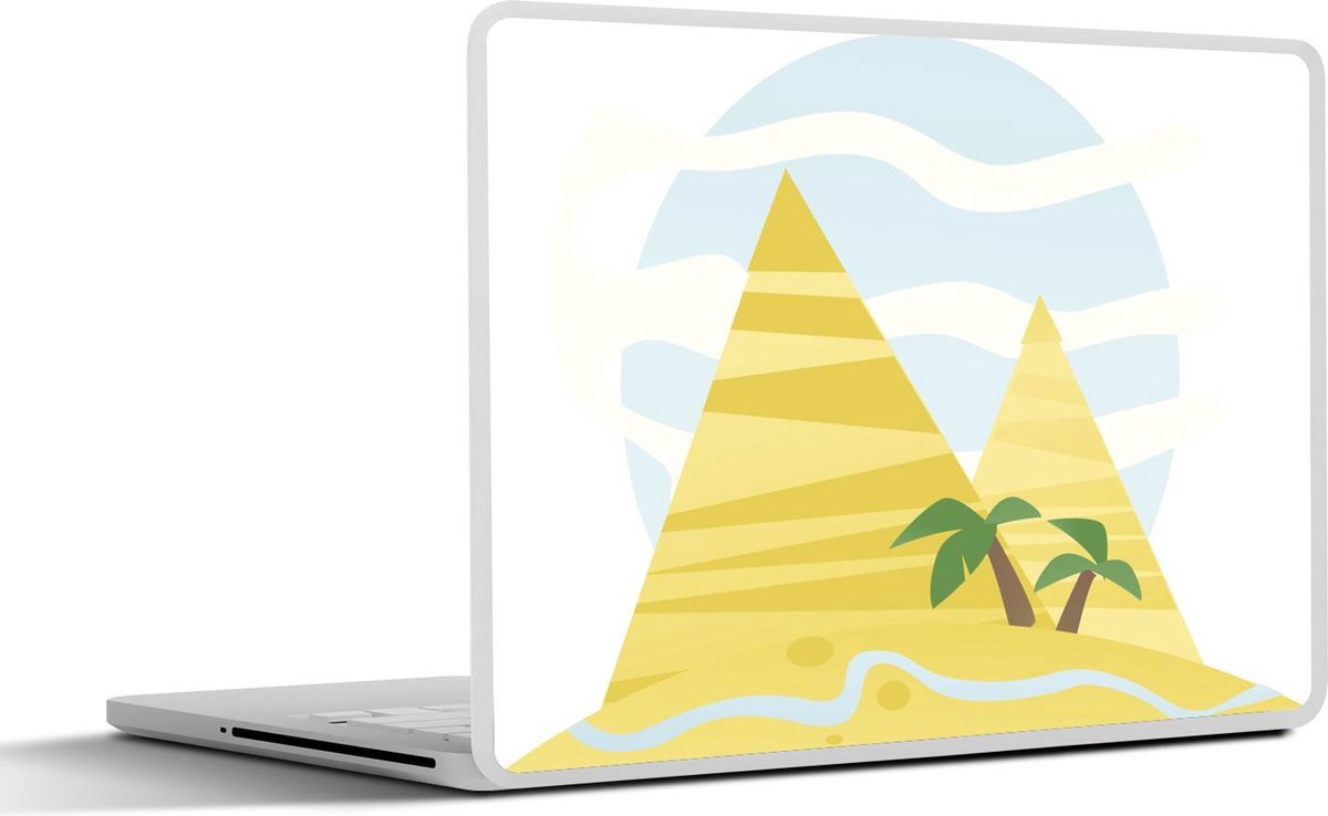 Laptop sticker - 10.1 inch - Illustraties van palmbomen voor de piramides van Gizeh in Egypte