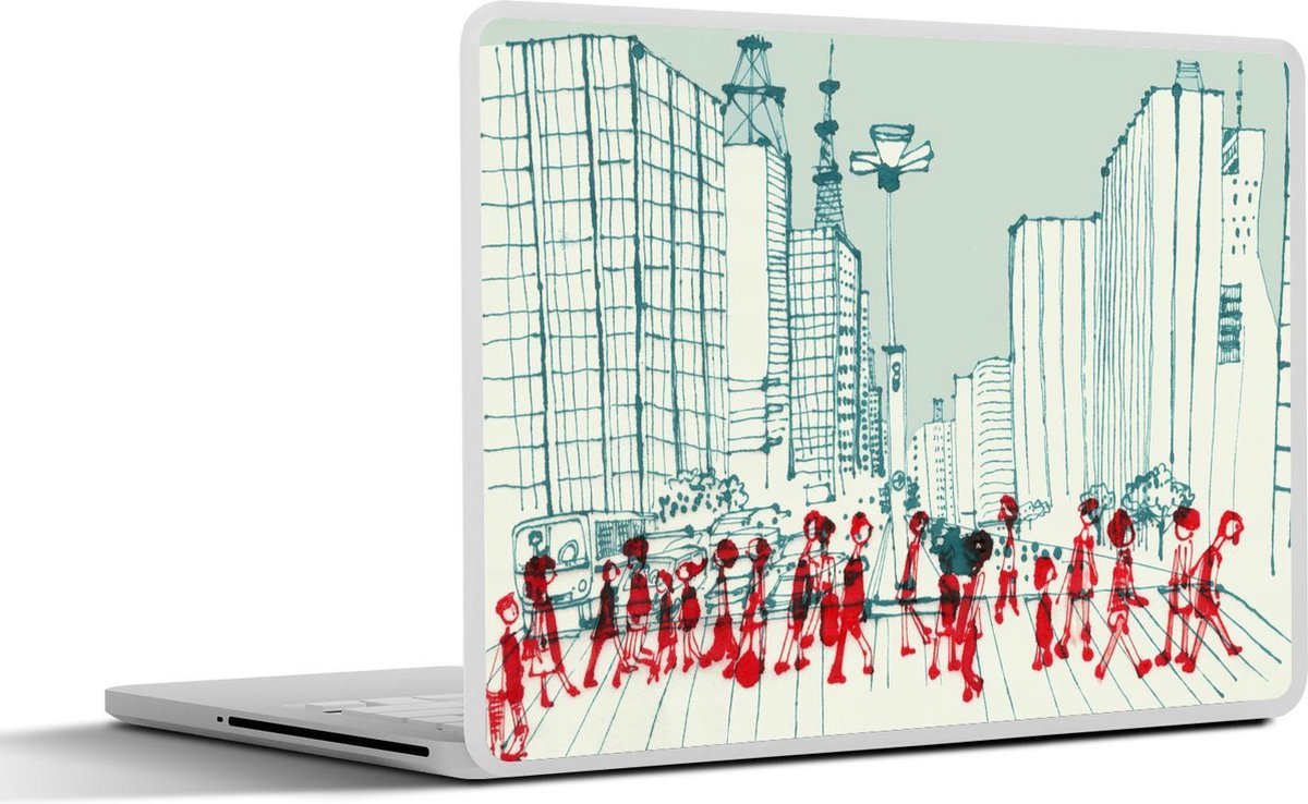 Laptop sticker - 10.1 inch - Illustratie van een cartoonachtig São Paulo