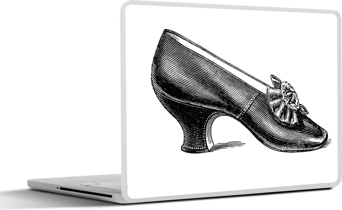 Laptop sticker - 10.1 inch - Illustratie van een zwarte hak met een strikje