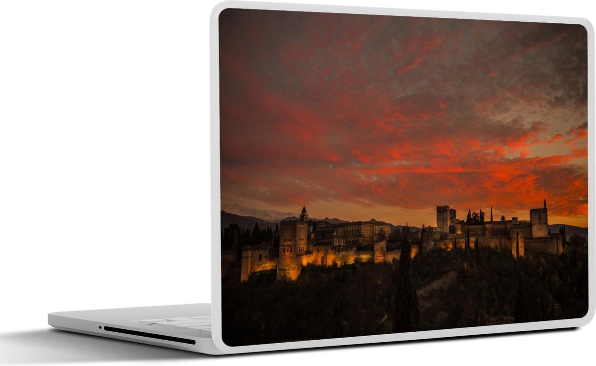 Laptop sticker - 10.1 inch - Alhambra paleis onder een oranje lucht