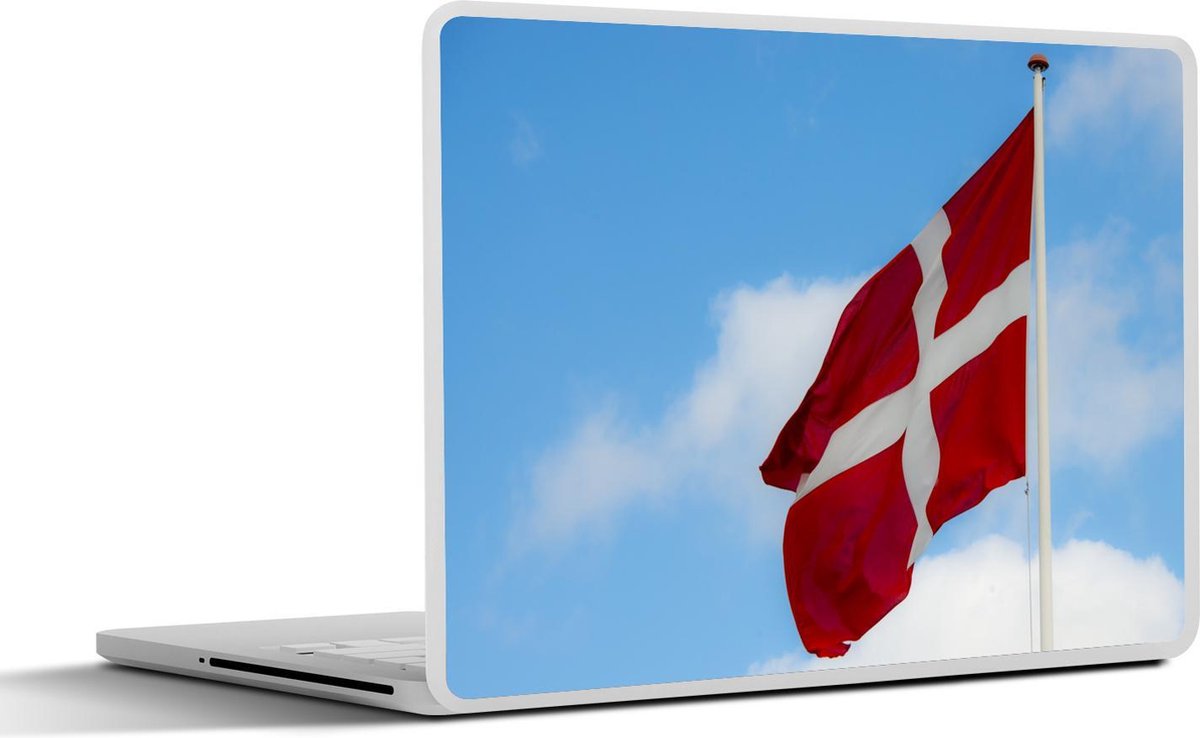 Laptop sticker - 10.1 inch - Afbeelding van de Deense vlag blauwe hemel