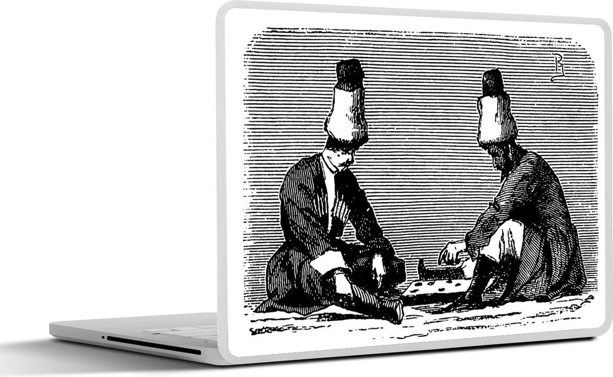Laptop sticker - 10.1 inch - Illustratie van Russen aan het dammen