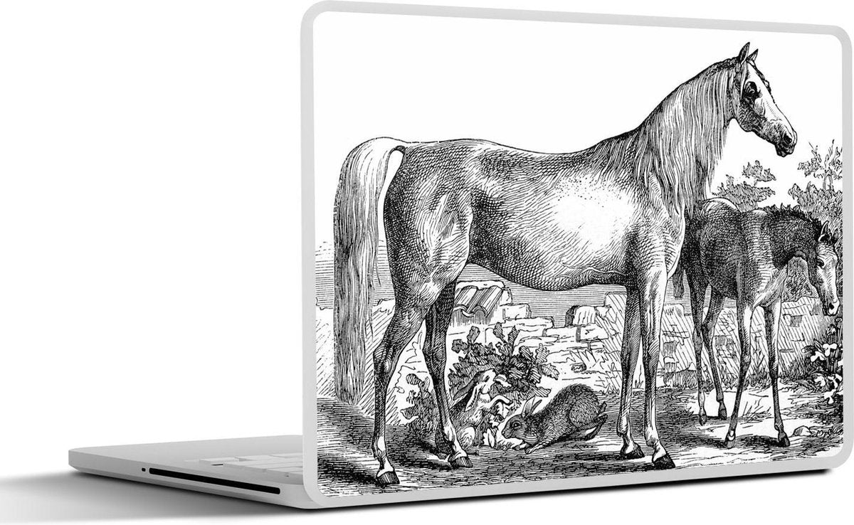 Laptop sticker - 10.1 inch - Illustratie van een veulen in de natuur