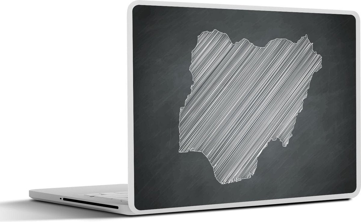 Laptop sticker - 10.1 inch - Illustratie van het silhouet van Nigeria op een schoolbord