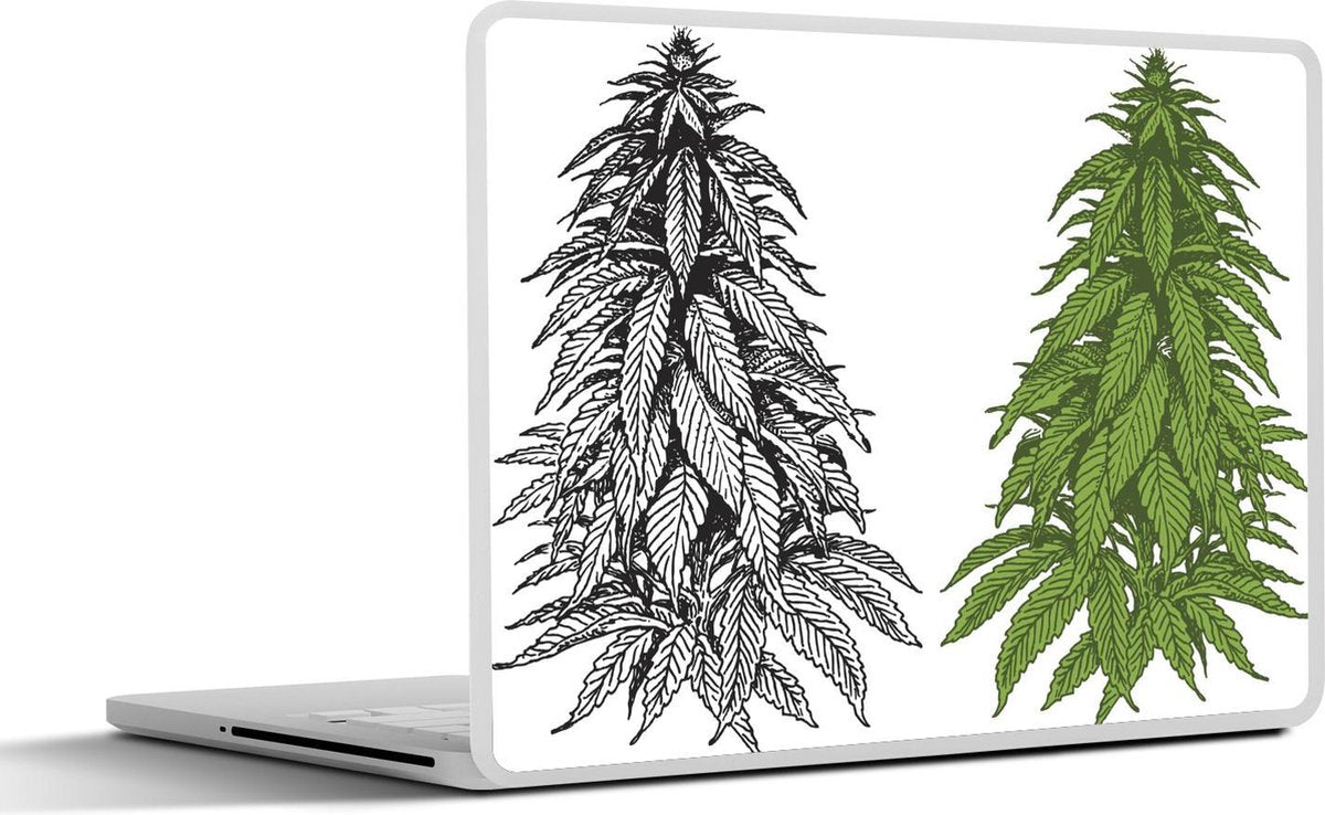 Laptop sticker - 10.1 inch - Illustratie van een marihuanaplant