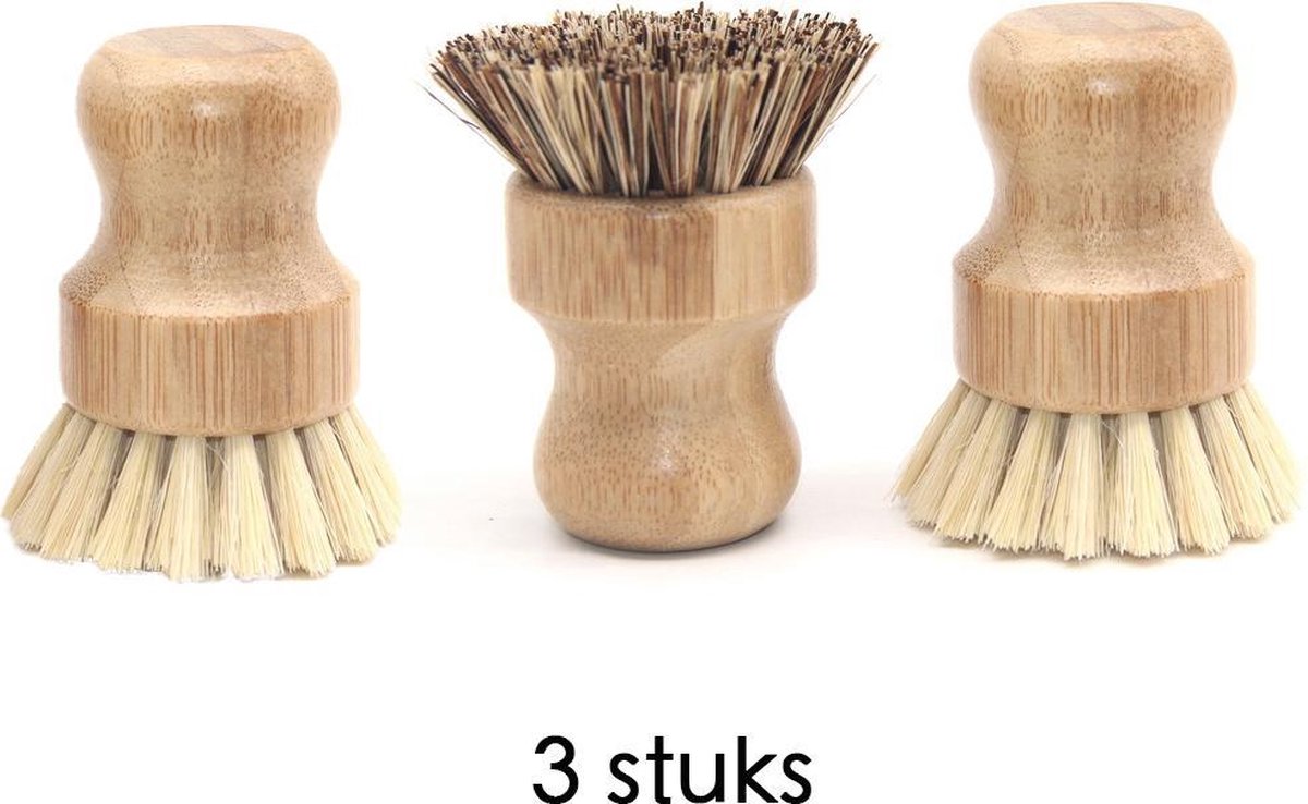 Bamboe Afwasborstel - Set van 3 - Kort Handvat