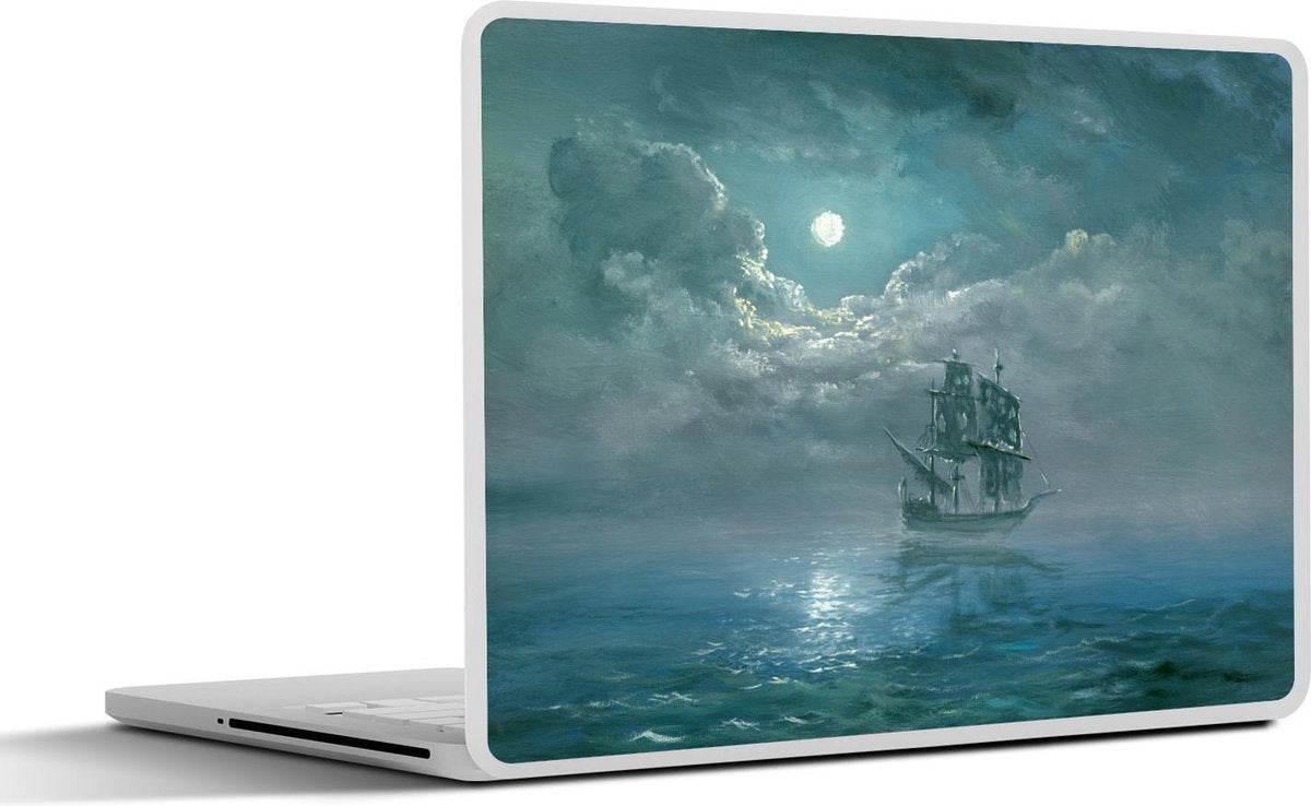 Laptop sticker - 10.1 inch - Illustratie van een zeilschip in de nacht