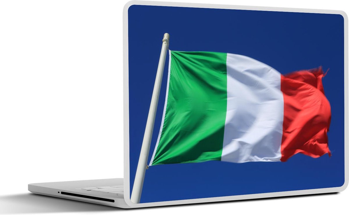 Laptop sticker - 10.1 inch - Italiaanse vlag wappert in de blauwe lucht