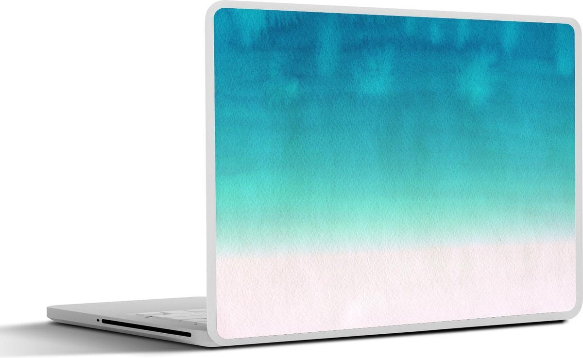 Laptop sticker - 10.1 inch - Abstract werk gemaakt van waterverf en een blauwe kleuroverloop