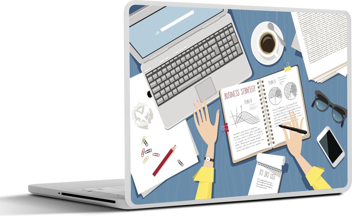 Laptop sticker - 10.1 inch - Illustratie van een schrijvend persoon
