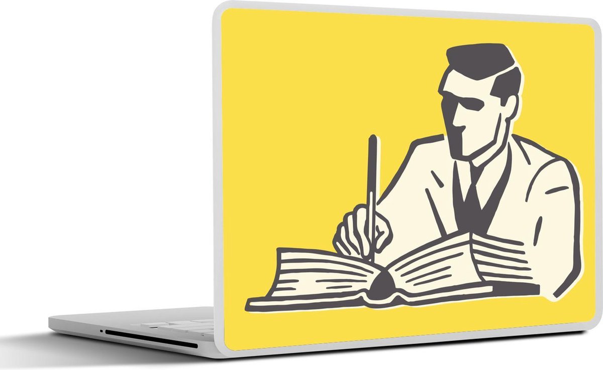Laptop sticker - 10.1 inch - Illustratie van een schrijvende man