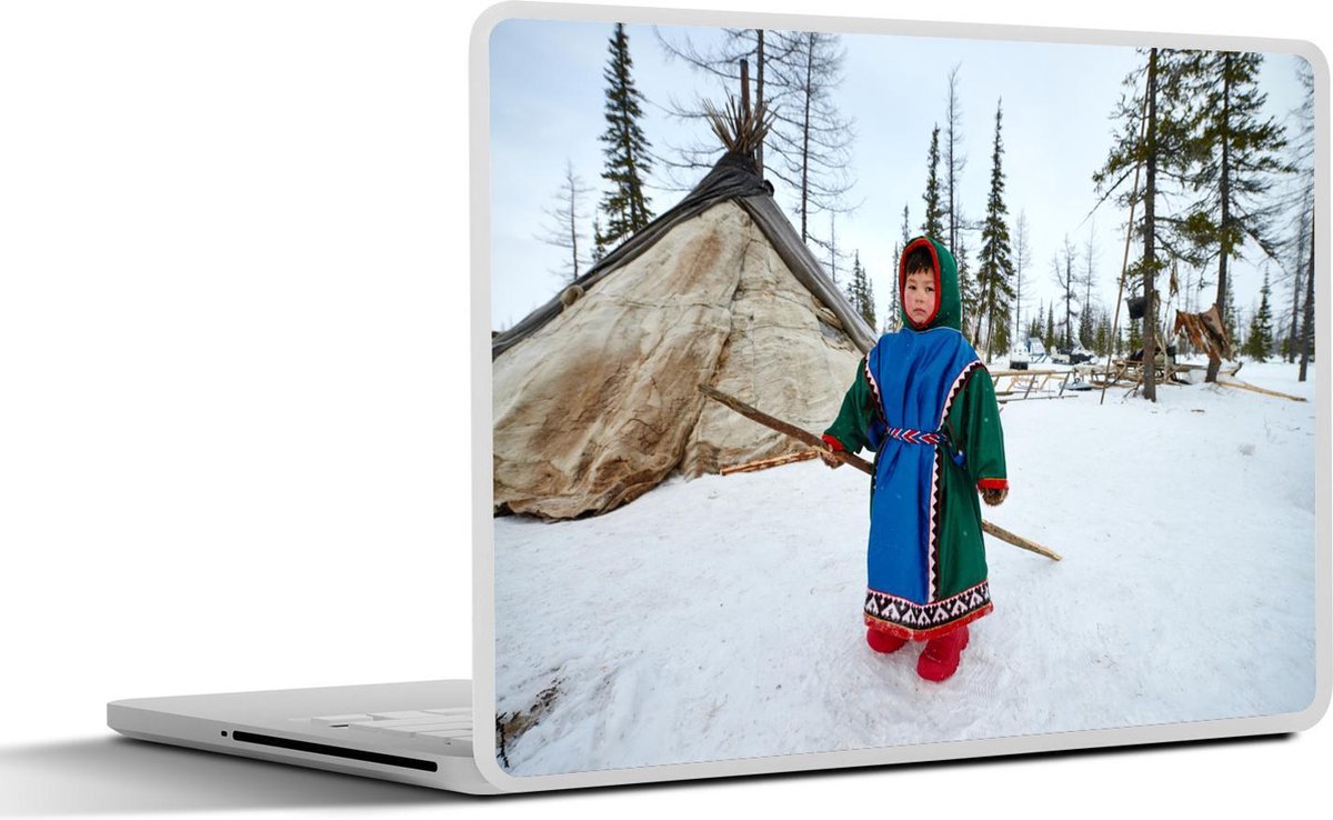 Laptop sticker - 10.1 inch - Inheemse jongen in traditionele kleding