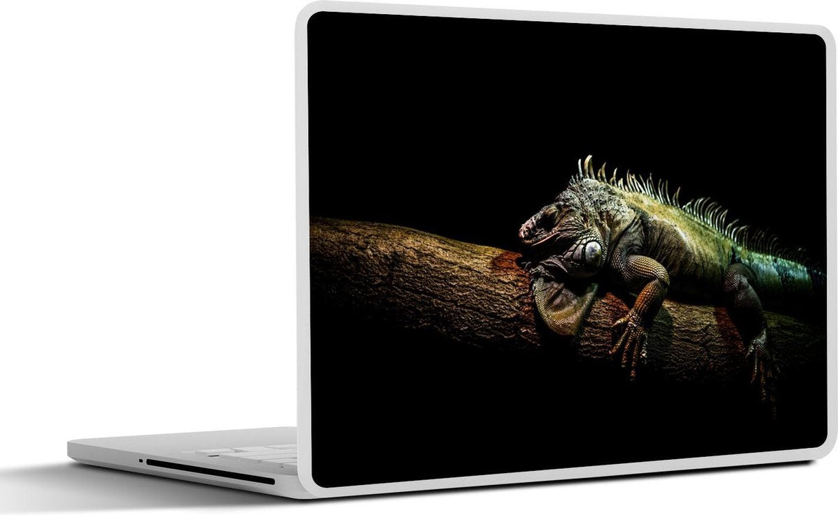 Laptop sticker - 10.1 inch -  een iguana zwarte achtergrond