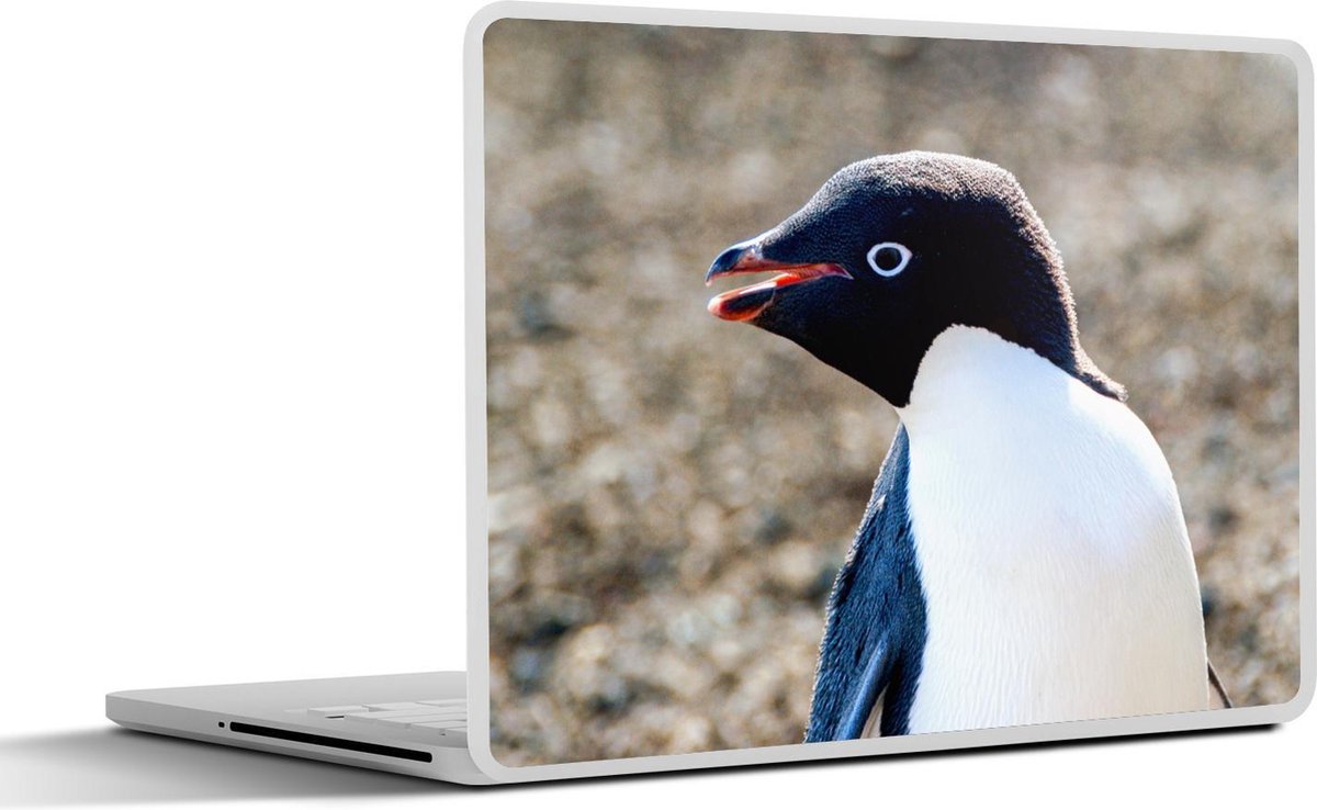 Laptop sticker - 10.1 inch - Adeliepinguïn die zijn nek draait