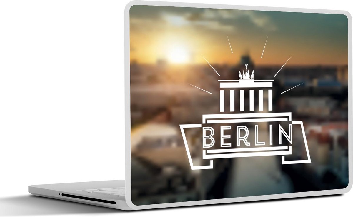 Laptop sticker - 10.1 inch - Illustratie van een tempel in Berlijn met een luchtfoto als achtergrond