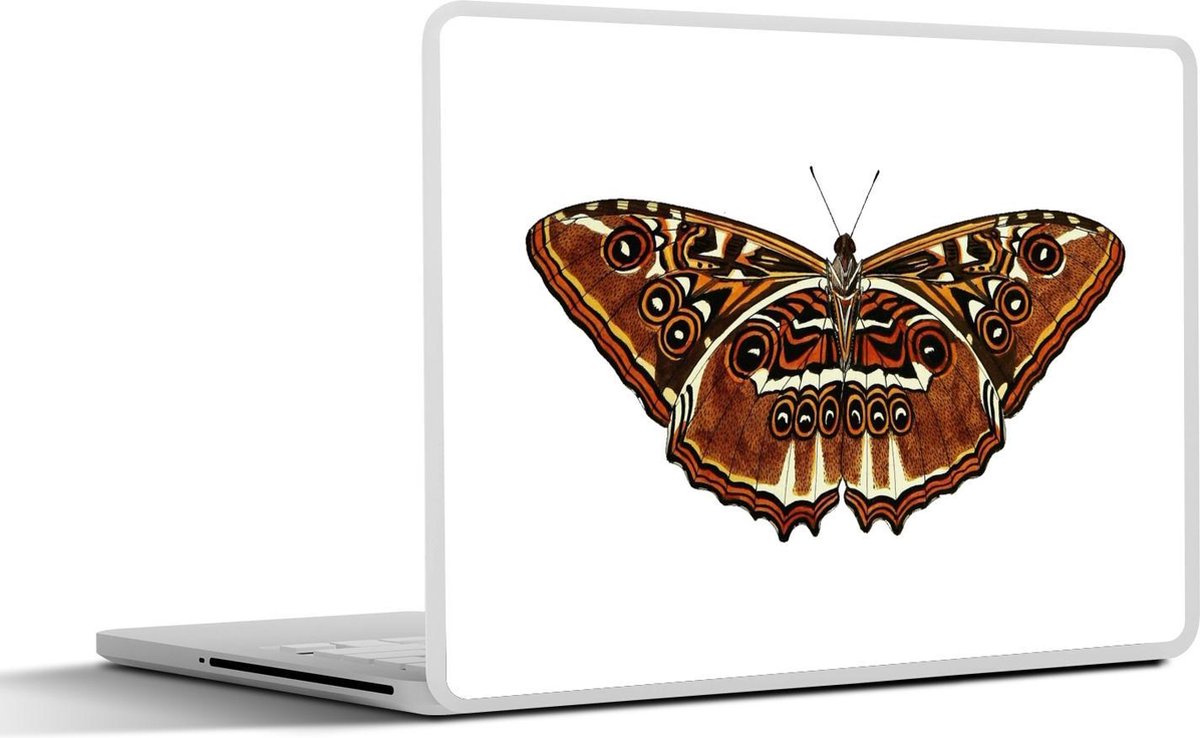 Laptop sticker - 10.1 inch - Illustratie van een bruine vlinder met een patroon van ogen