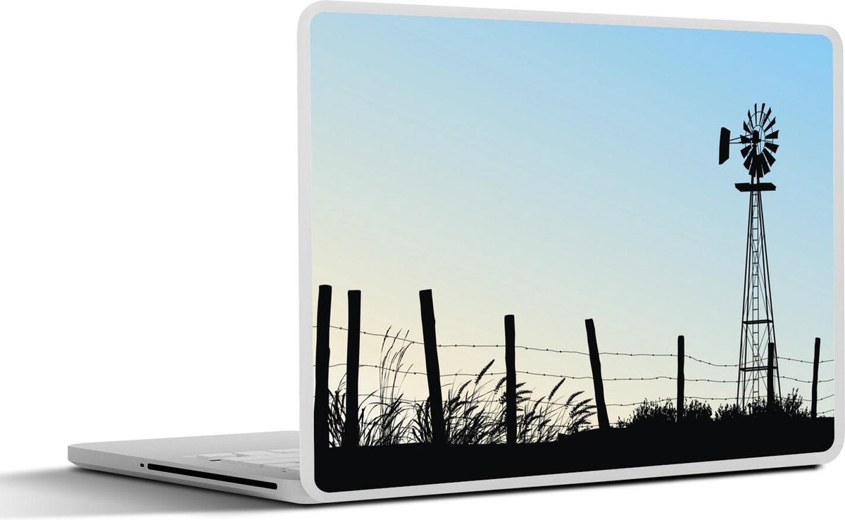 Laptop sticker - 10.1 inch - Illustratie van het silhouet van een windmolen