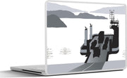 Laptop sticker - 10.1 inch - Illustratie van een veerboot met voertuig silhouetten