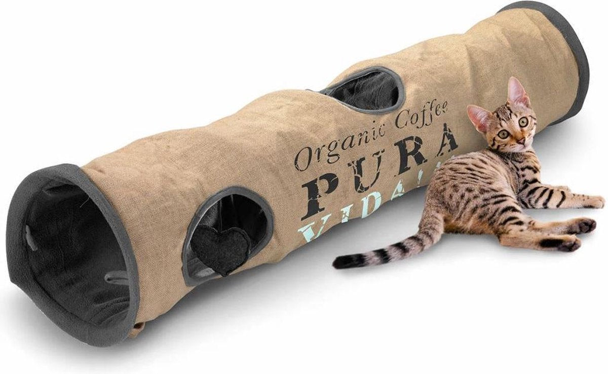 D&D Pura Vida Kattentunnel  - Beige - Kattenspeelgoed - 120 x 25 x 25 cm