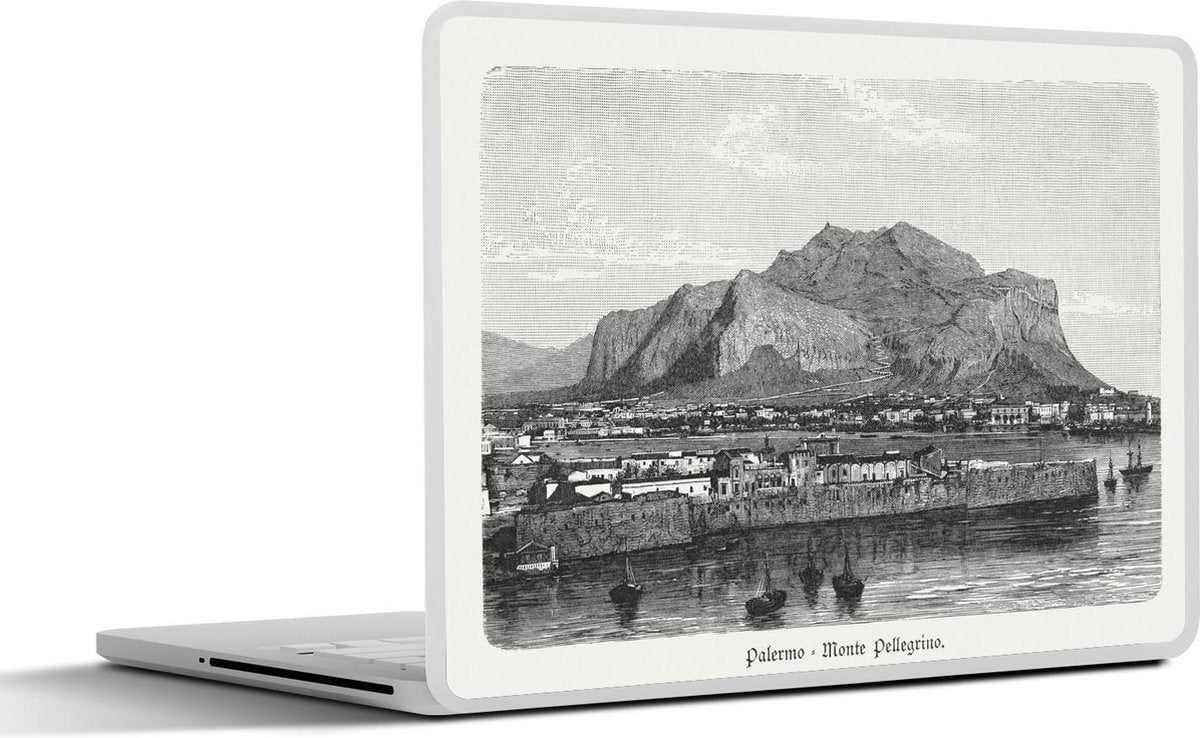 Laptop sticker - 10.1 inch - Illustratie van een historisch uitzicht op Palermo