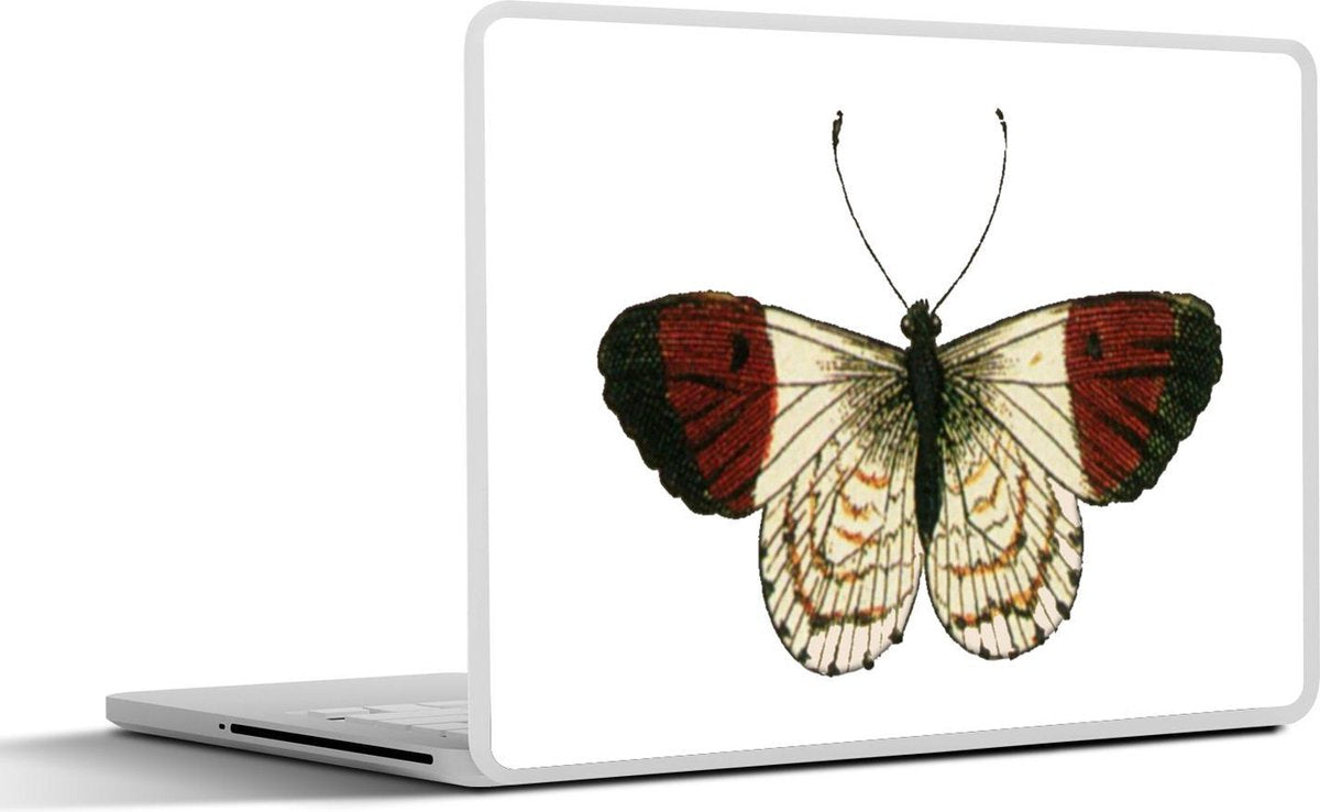 Laptop sticker - 10.1 inch - Illustratie van een wit met rode vlinder