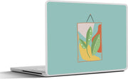 Laptop sticker - 10.1 inch - Abstracte bladeren op een gekleurde kaart met een groene achtergrond