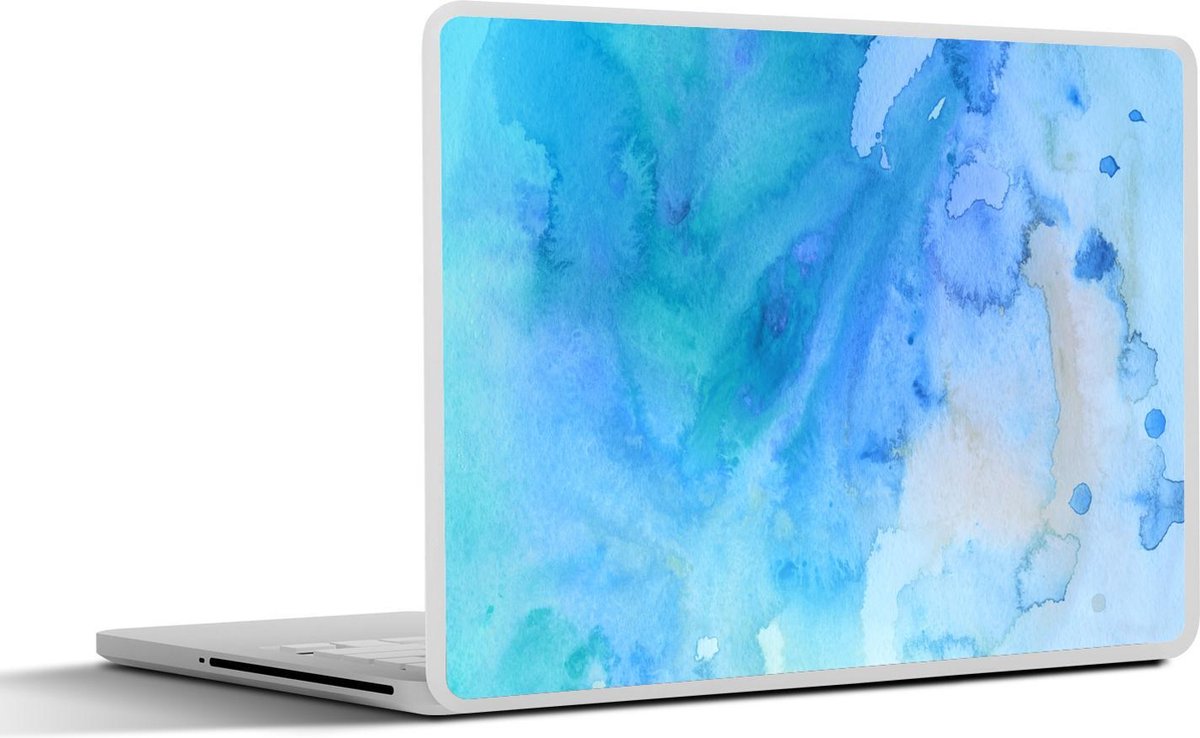 Laptop sticker - 10.1 inch - Abstract kunstwerk gemaakt van waterverf en blauwe tinten