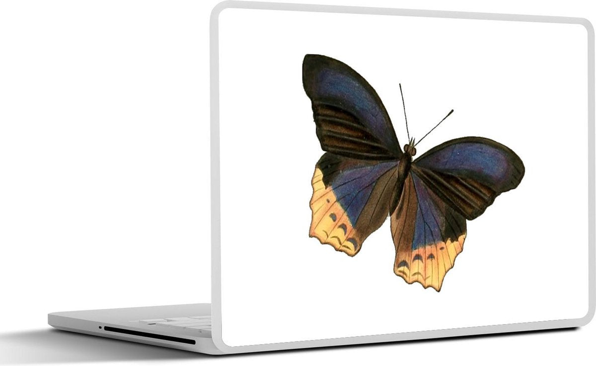Laptop sticker - 10.1 inch - Illustratie van een blauw met gele vlinder