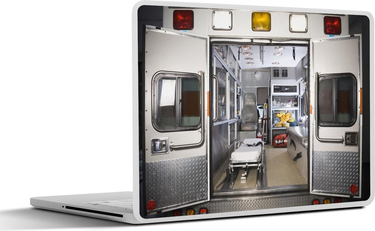 Laptop sticker - 10.1 inch - Ambulance met open deuren