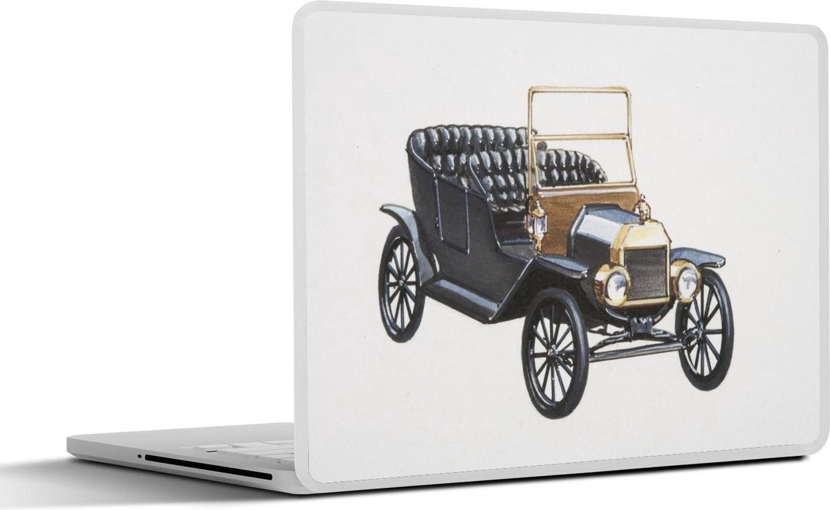 Laptop sticker - 10.1 inch - Illustratie van een oude Ford op een grijze achtergrond