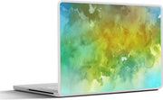 Laptop sticker - 10.1 inch - Abstract kunstwerk gemaakt met waterverf en groene en gele kleuren