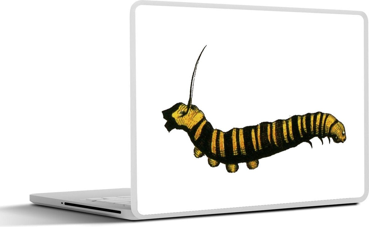 Laptop sticker - 10.1 inch - Illustratie van een geel met zwarte rups