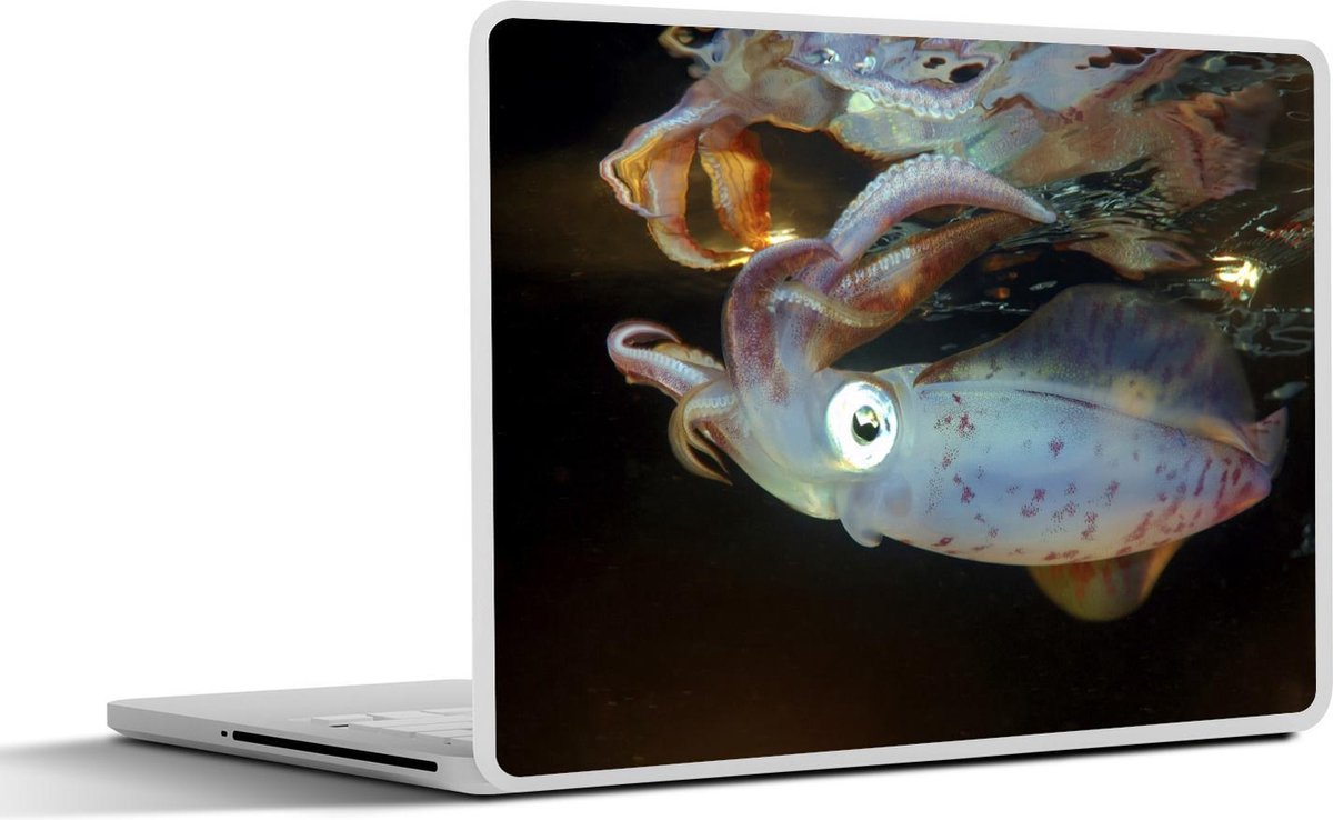 Laptop sticker - 10.1 inch - Inktvis in de Rode Zee met reflectie