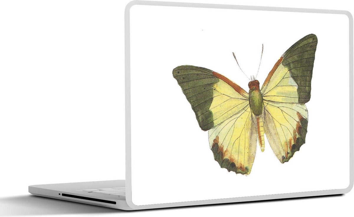 Laptop sticker - 10.1 inch - Illustratie van een geel met groene vlinder