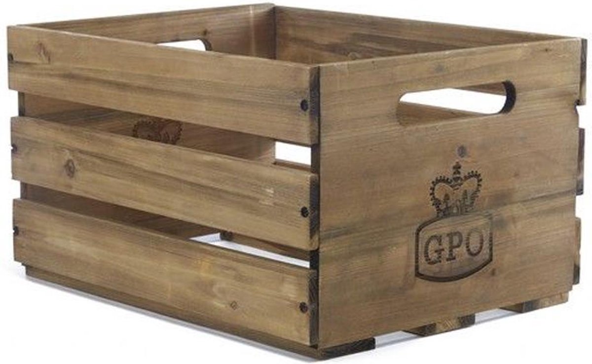 Houten krat voor het opbergen van uw LP’s - GPO CASSA