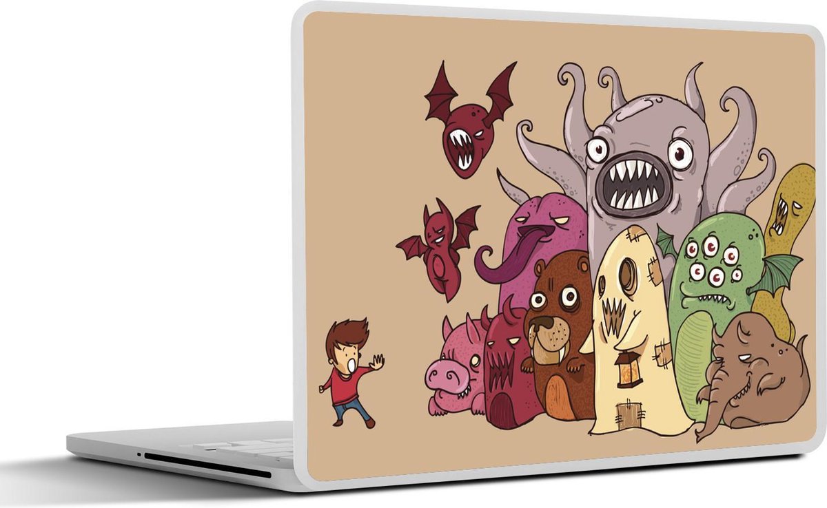 Laptop sticker - 10.1 inch - Absurde monsters met een bange jongen